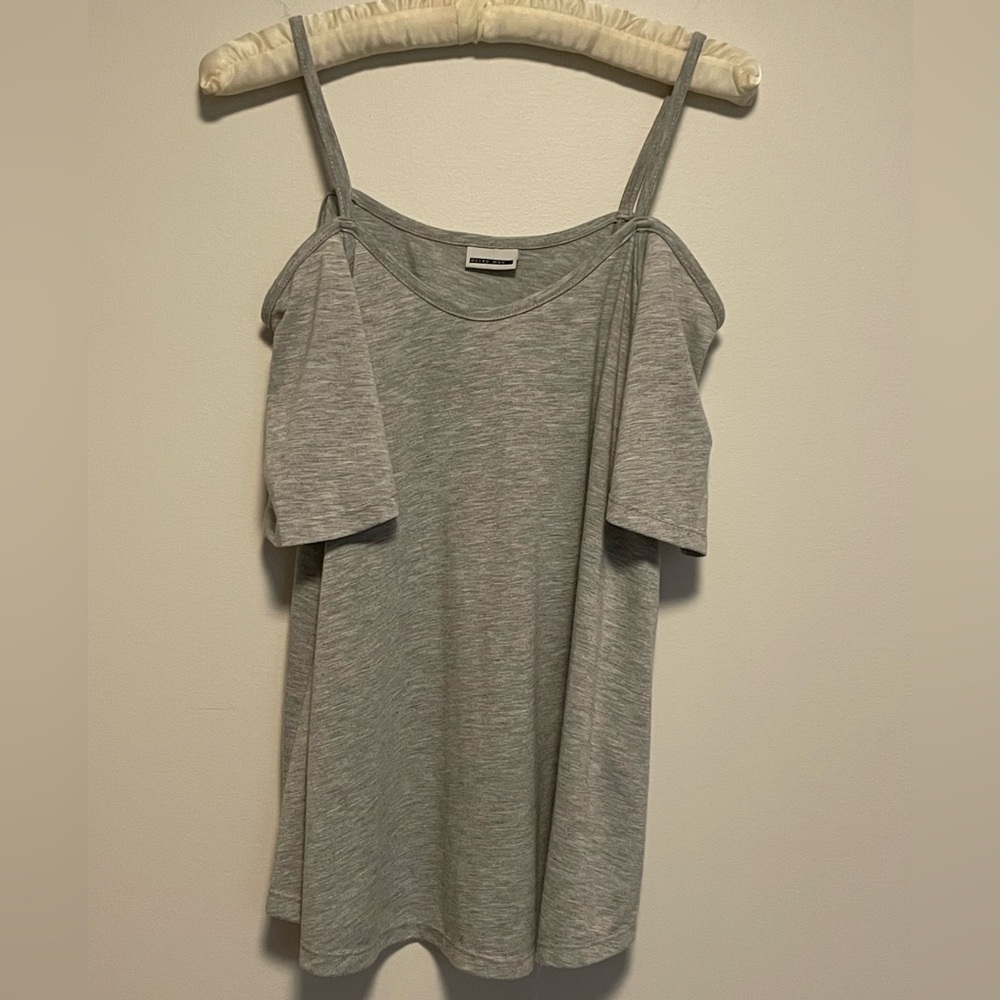 Noisy may Light Gray Cold Shoulder Tank Top